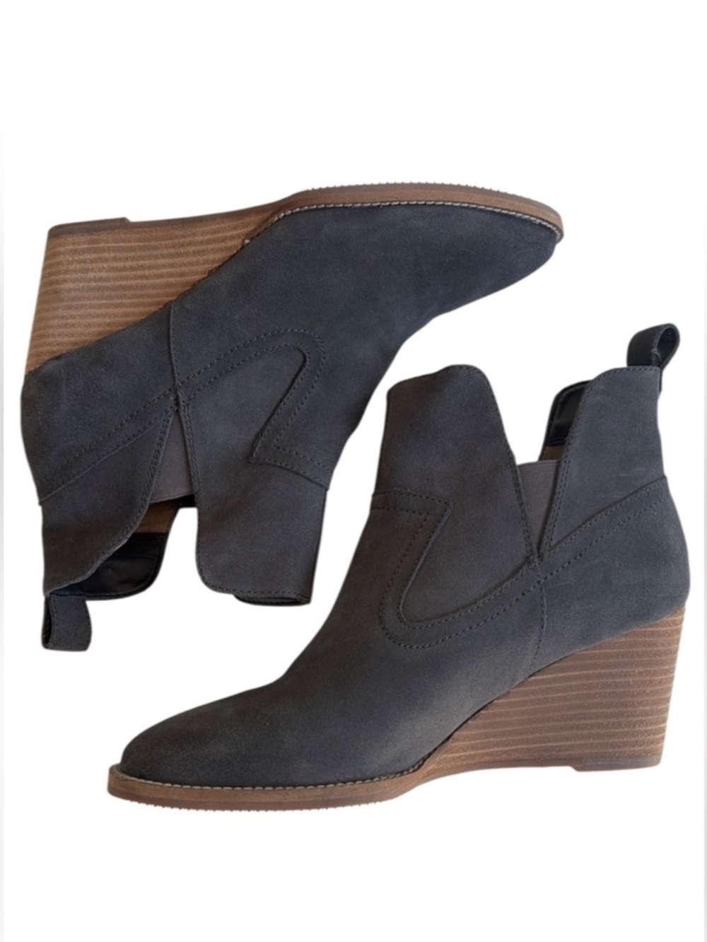 EUC Blondo Leather Irving Wedge Ankle Boots Grey Size 8 1/2